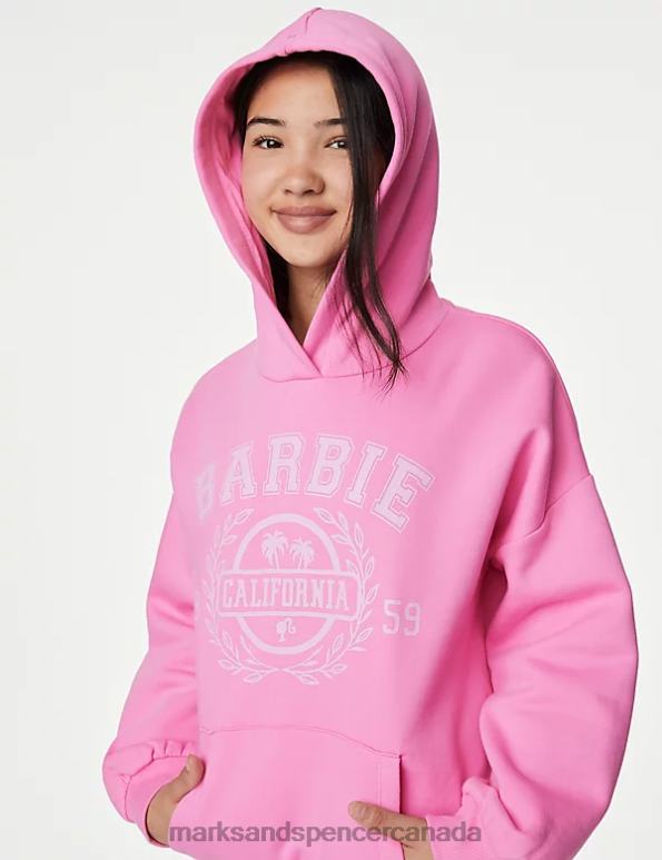 Marks and Spencer Canada - Kids Pink Clothing Marks & Spencer Cotton Rich Barbie Hoodie 20VTD8771