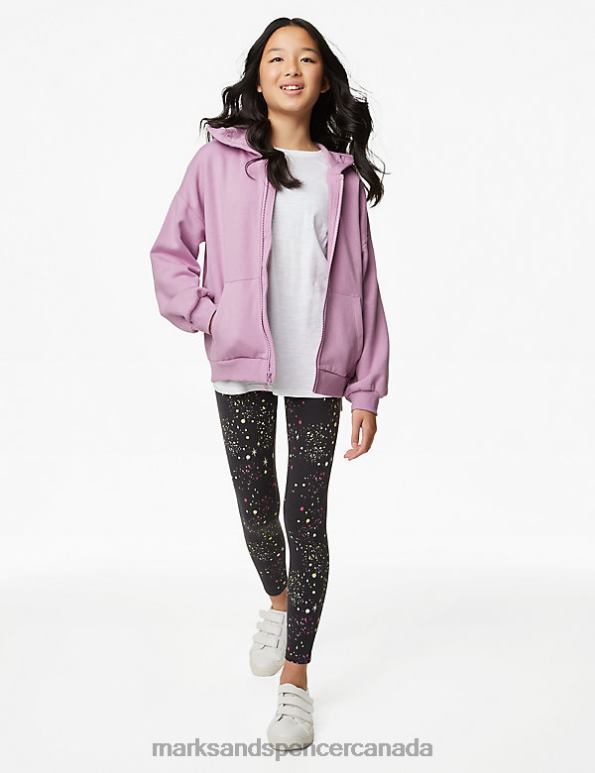 Kids Pink Clothing Marks & Spencer Cotton Rich Zip Hoodie 20VTD8984 - Marks and Spencer outlet