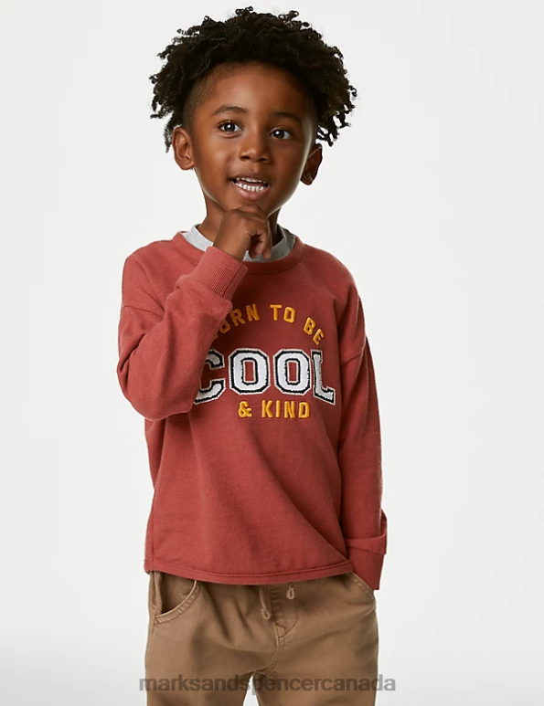 Marks and Spencer Canada - Kids Red Clothing Marks & Spencer Pure Cotton Slogan Sweatshirt 20VTD7804