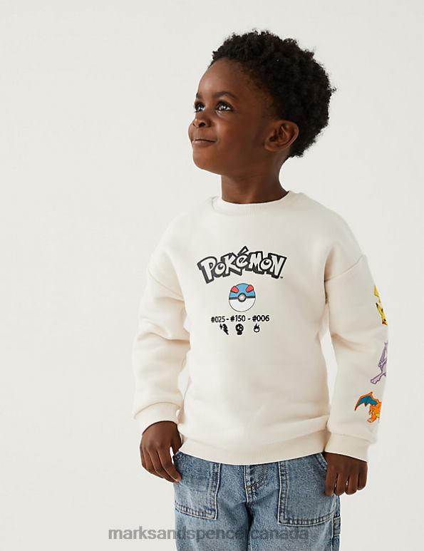 Marks and Spencer Canada - Kids Stone Clothing Marks & Spencer Cotton Rich Pokemon Sweatshirt 20VTD7985