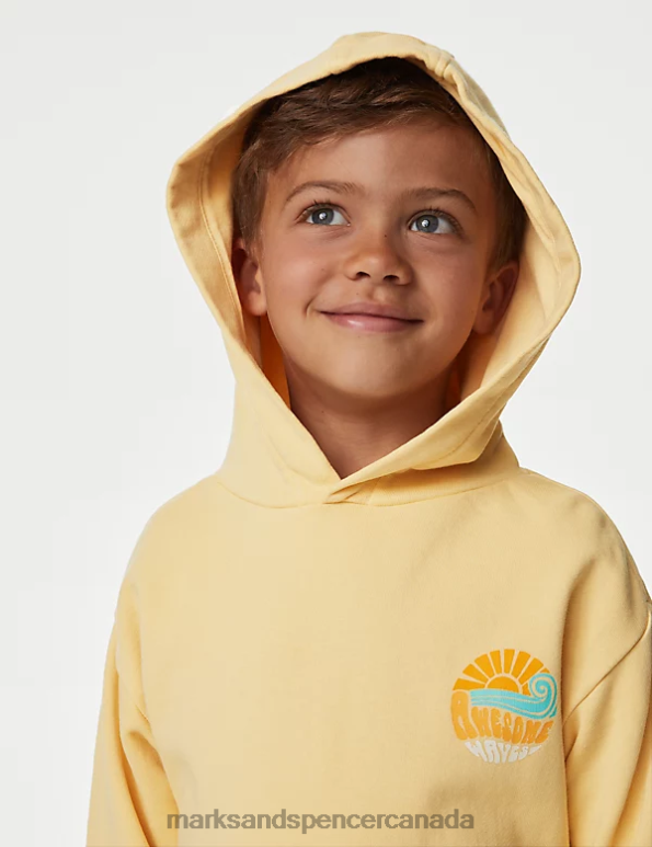 Marks and Spencer sale - Kids Yellow Clothing Marks & Spencer Cotton Rich Graphic Hoodie 20VTD8156