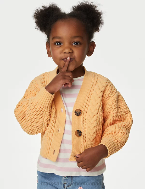 Marks & Spencer Kids Chunky Knitted Cardigan Clothing Light Apricot 20VTD9163 - Marks and Spencer online