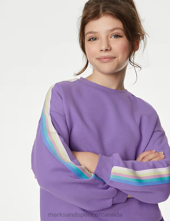 Marks & Spencer Kids Cotton Rich Sweatshirt Clothing Purple 20VTD9037 - Marks and Spencer Canada locations