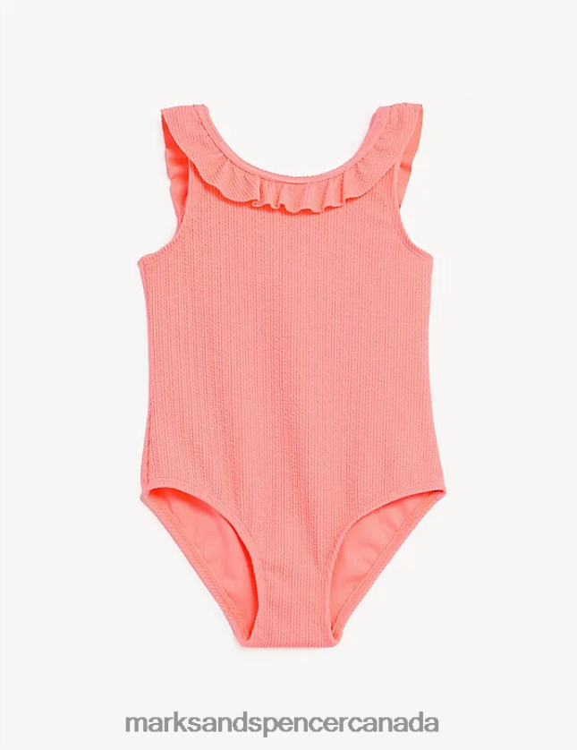 Marks and Spencer Canada - Clothing 20VTD9548 Coral Kids Marks & Spencer Frill Textured Swimsuit