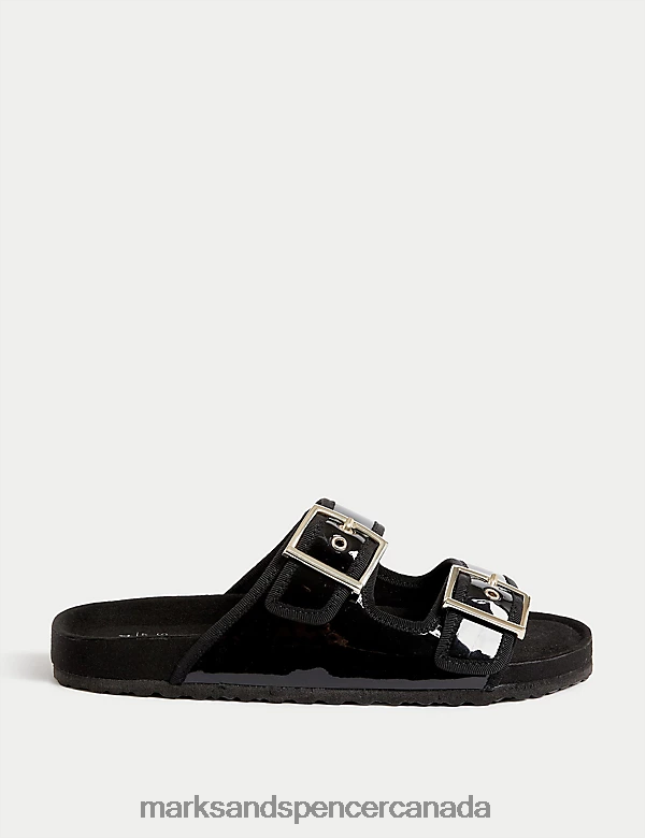 Marks and Spencer near me - Clothing 20VTD9565 Black Kids Marks & Spencer Patent Footbeds Sandals