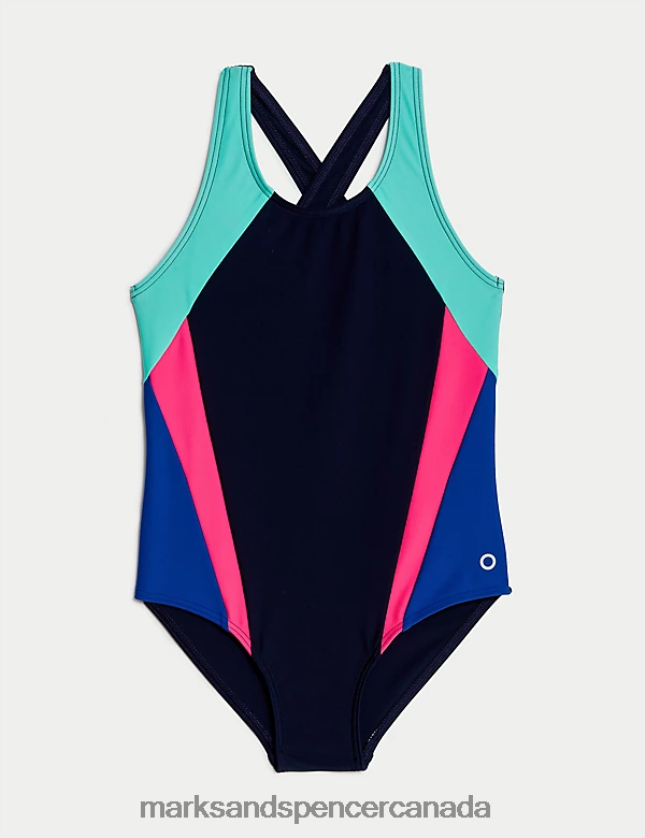 Clothing 20VTD9602 Navy Mix Kids Marks & Spencer Colour Block Swimsuit - Marks and Spencer online