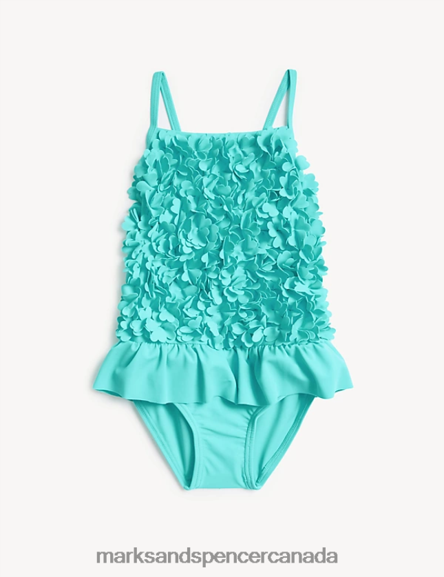 Marks and Spencer Canada - Clothing 20VTD9710 Aqua Kids Marks & Spencer Floral Swimsuit