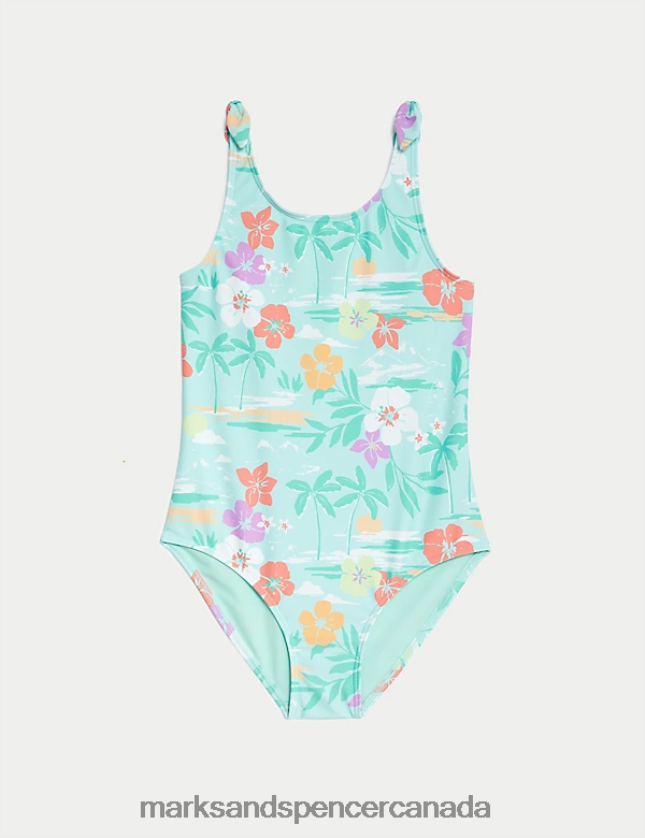 Marks and Spencer Canada - Clothing 20VTD9801 Aqua Kids Marks & Spencer Tropical Swimsuit