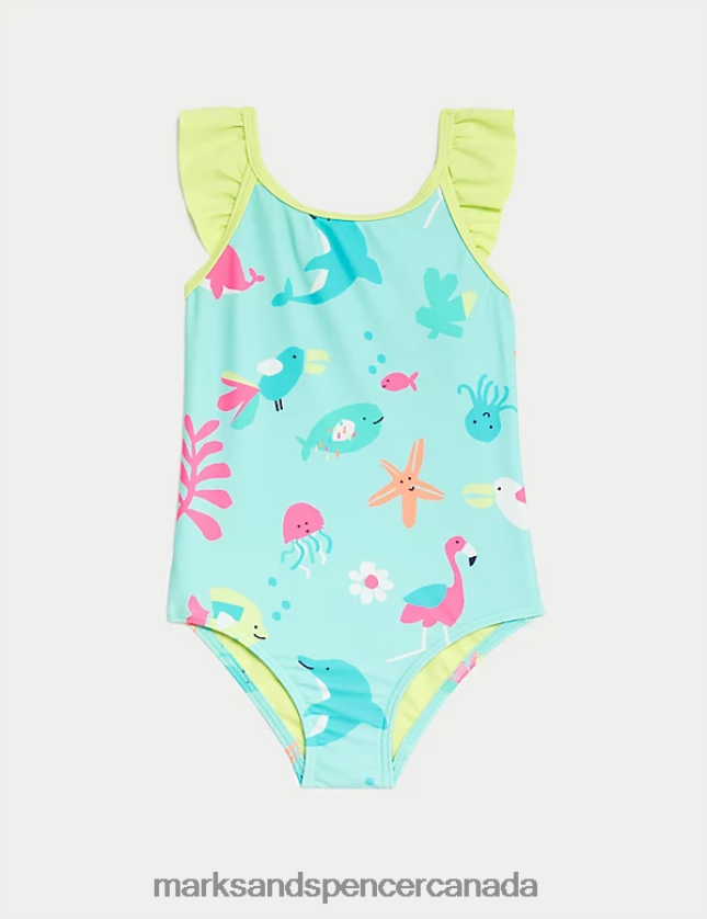 Marks and Spencer near me - Clothing 20VTD9915 Aqua Mix Kids Marks & Spencer Printed Swimsuit