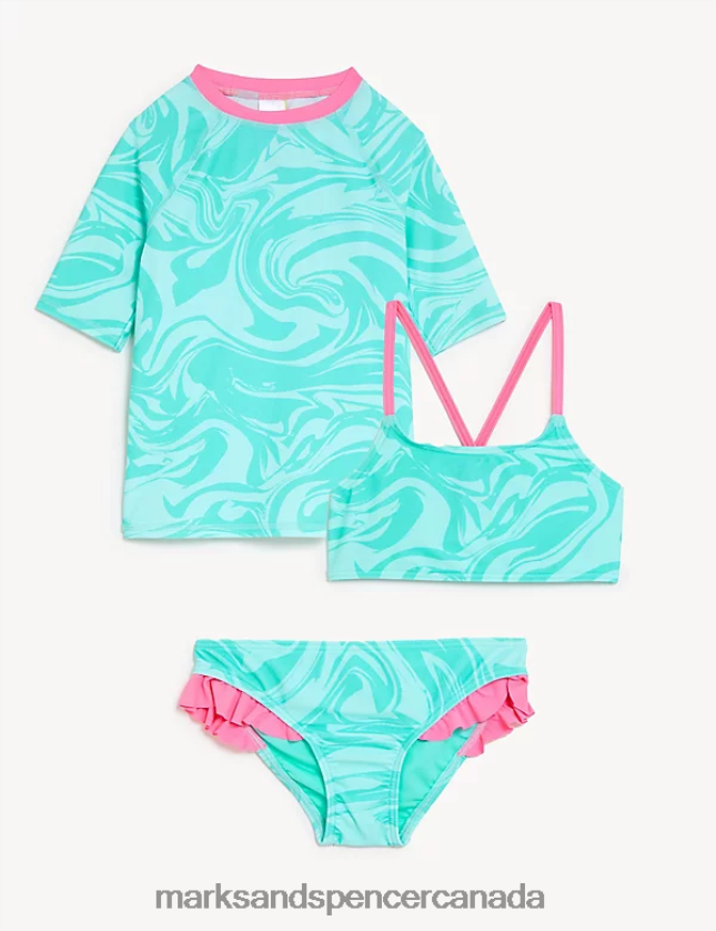 Marks and Spencer sale - Clothing 20VTD9916 Aqua Kids Marks & Spencer 3pc Marble Print Swim Set