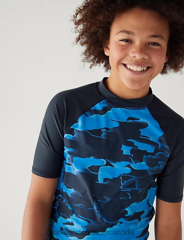 Kids Blue Mix Clothing Marks & Spencer Camouflage Rash Vest 20VTD8748 - Marks and Spencer online