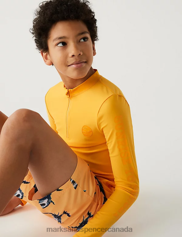 Marks and Spencer sale - Kids Clementine Clothing Marks & Spencer Slogan Long Sleeve Rash Vest 20VTD8715