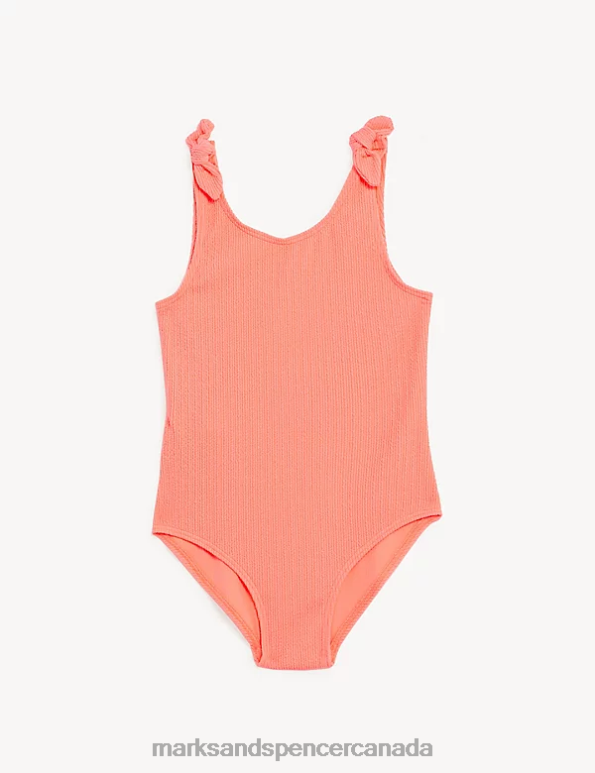 Marks and Spencer near me - Kids Coral Clothing Marks & Spencer Crinkle Bow Swimsuit 20VTD8681