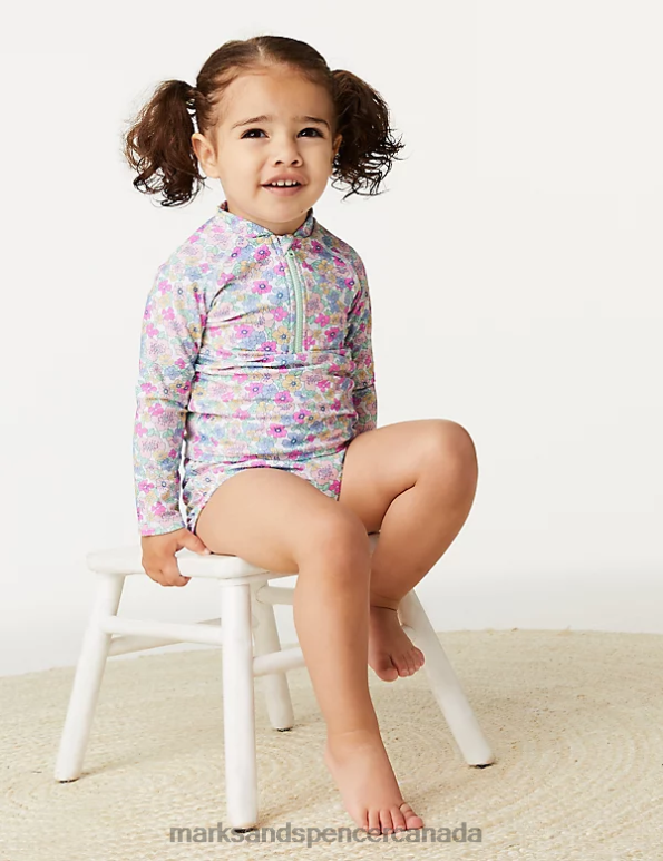 Marks and Spencer Canada - Kids Multi Clothing Marks & Spencer 2pc Floral Swim Set 20VTD7692