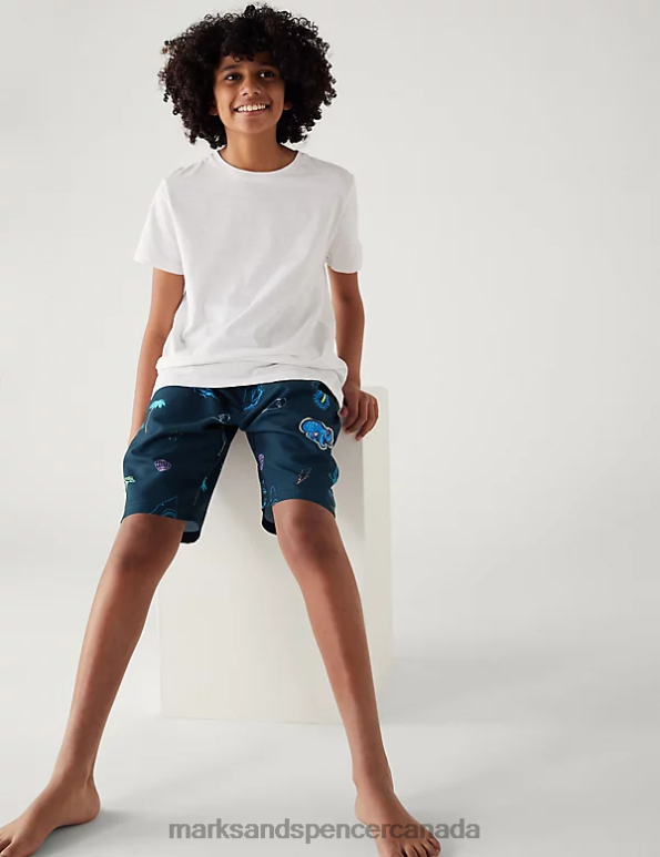 Kids Navy Mix Clothing Marks & Spencer Printed Swim Board Short 20VTD8559 - Marks and Spencer Canada locations