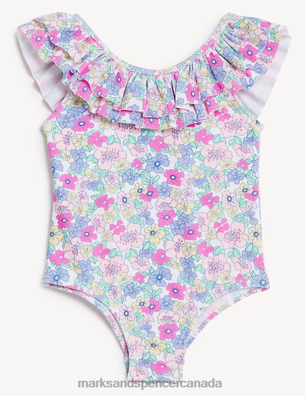 Marks and Spencer sale - Kids Pink Mix Clothing Marks & Spencer Daisy Print Frill Swimsuit 20VTD7718