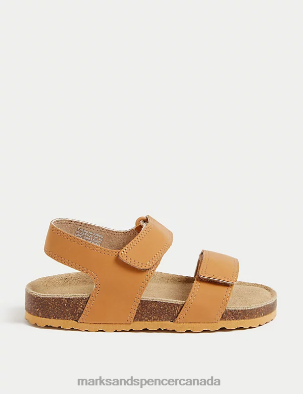 Kids Tan Clothing Marks & Spencer Riptape Footbed Sandals 20VTD8605 - Marks and Spencer outlet