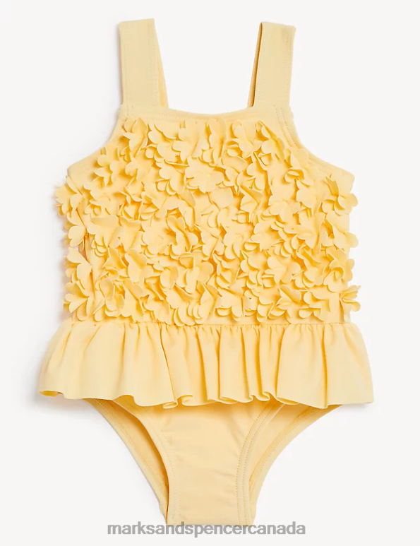 Kids Yellow Clothing Marks & Spencer Floral Ruffle Swimsuit 20VTD7961 - Marks and Spencer online