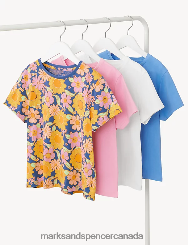 Marks and Spencer sale - Clothing 20VTD9250 Multi Kids Marks & Spencer 4pk Pure Cotton Floral & Plain