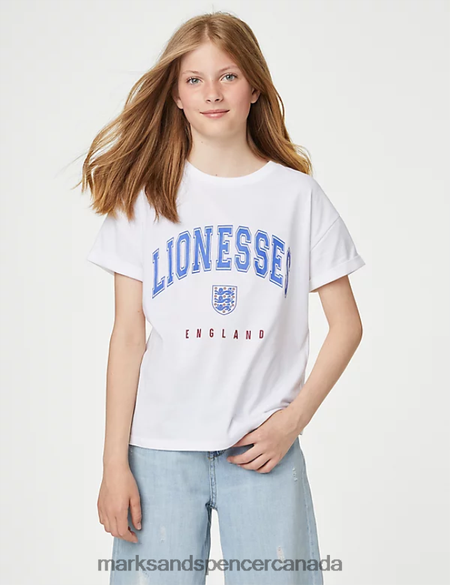 Clothing 20VTD9305 Ivory Kids Marks & Spencer Pure Cotton Mini Me England T-Shirt - Marks and Spencer online