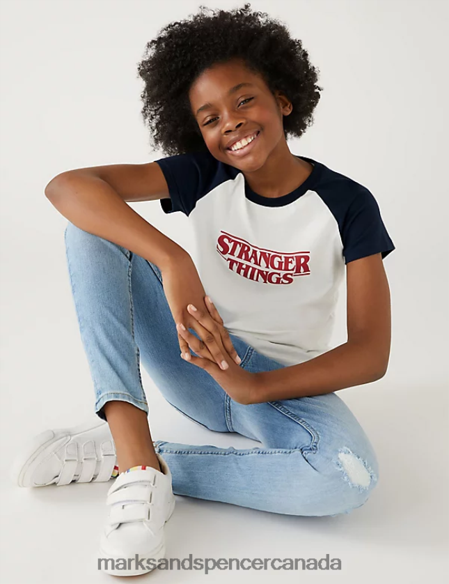 Marks and Spencer near me - Clothing 20VTD9588 White Mix Kids Marks & Spencer Pure Cotton Stranger Things T-Shirt