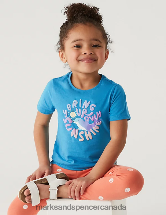 Clothing 20VTD9629 Aqua Kids Marks & Spencer Pure Cotton Dolphin T-Shirt - Marks and Spencer outlet