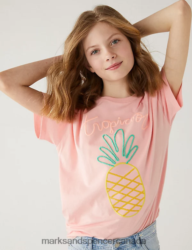 Marks and Spencer sale - Clothing 20VTD9781 Coral Kids Marks & Spencer Pure Cotton Pineapple T-Shirt