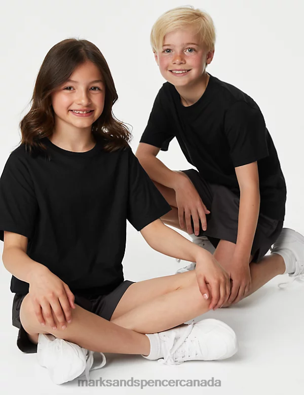 Kids Black Clothing Marks & Spencer Pure Cotton School T-Shirt 20VTD8164 - Marks and Spencer Canada locations