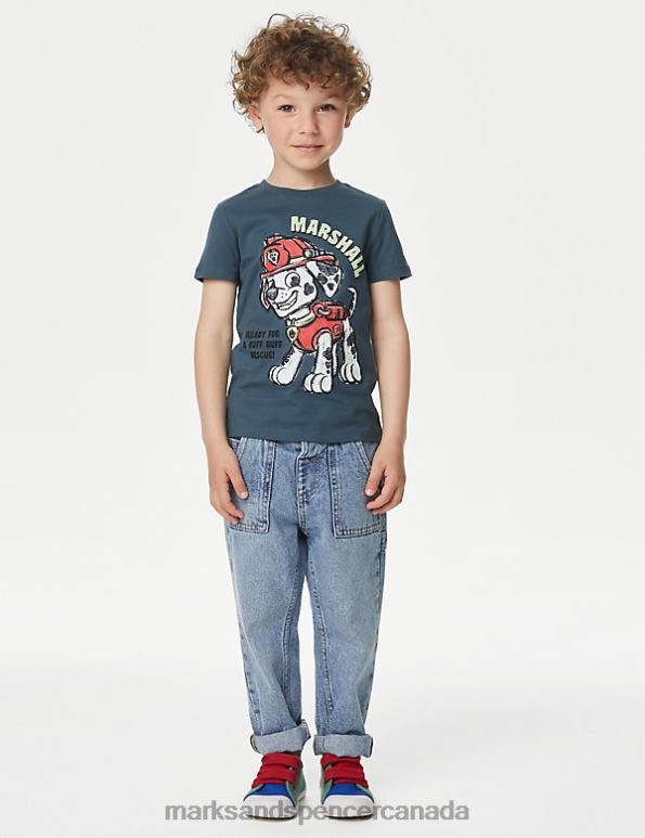 Kids Blue Mix Clothing Marks & Spencer Pure Cotton PAW Patrol Marshall T-Shirt 20VTD7887 - Marks and Spencer Canada locations