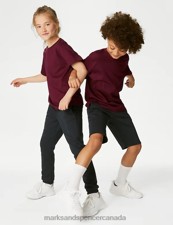 Kids Burgundy Clothing Marks & Spencer Pure Cotton T-Shirt 20VTD8782 - Marks and Spencer outlet