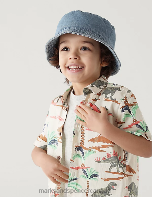 Kids Cream Mix Clothing Marks & Spencer 2pc Pure Cotton Dinosaur Shirt and T-Shirt 20VTD8532 - Marks and Spencer online