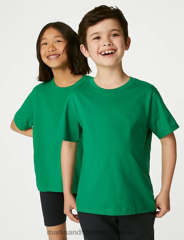 Marks and Spencer sale - Kids Emerald Clothing Marks & Spencer Pure Cotton School T-Shirt 20VTD8162