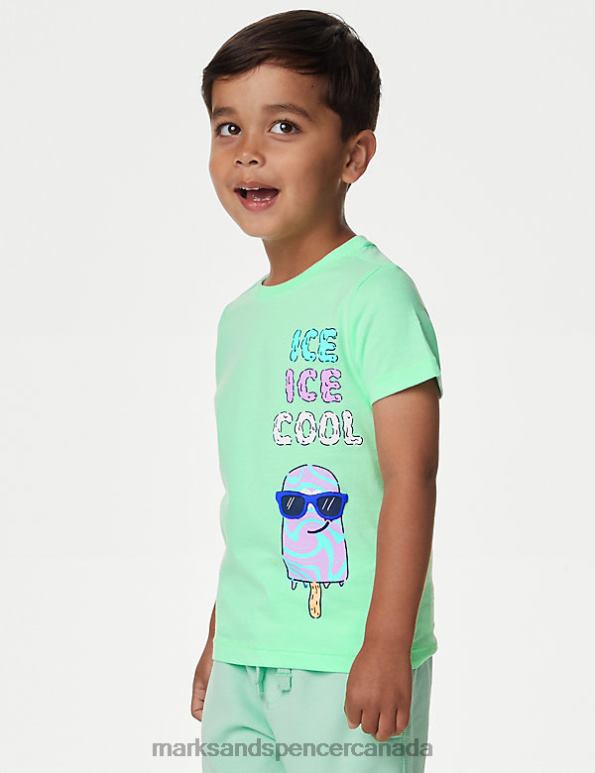 Kids Green Clothing Marks & Spencer Pure Cotton Slogan T-Shirt 20VTD8146 - Marks and Spencer online