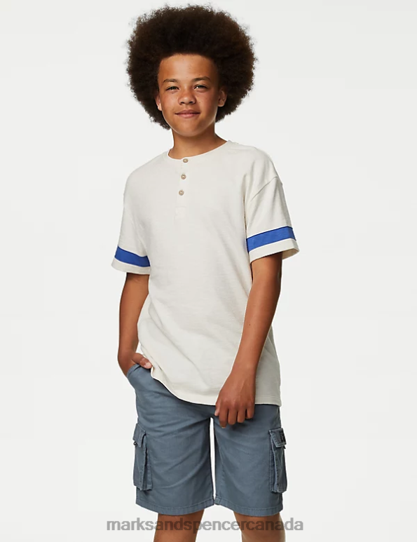 Kids Ivory Clothing Marks & Spencer Pure Cotton Textured T-Shirt 20VTD8147 - Marks and Spencer Canada locations