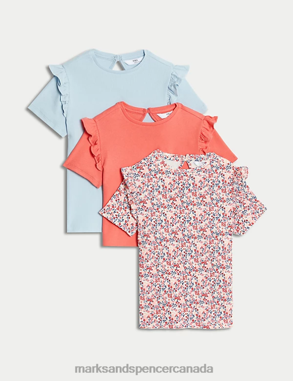 Kids Multi Clothing Marks & Spencer 3pk Cotton Rich Ribbed T-Shirts 20VTD8856 - Marks and Spencer Canada locations