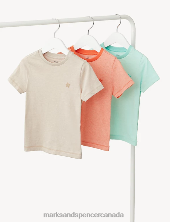 Marks and Spencer sale - Kids Multi Clothing Marks & Spencer 3pk Pure Cotton Star T-Shirts 20VTD8130