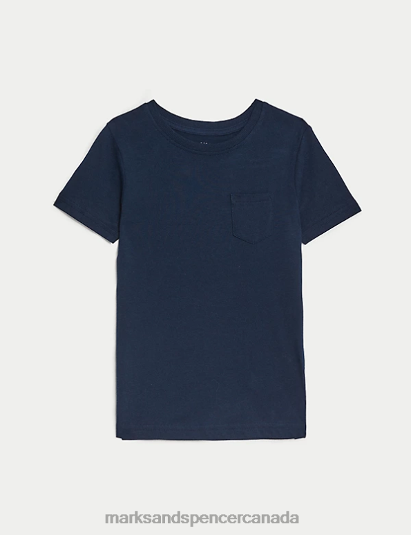 Marks and Spencer Canada - Kids Navy Clothing Marks & Spencer Pure Cotton Plain T-Shirt 20VTD7578