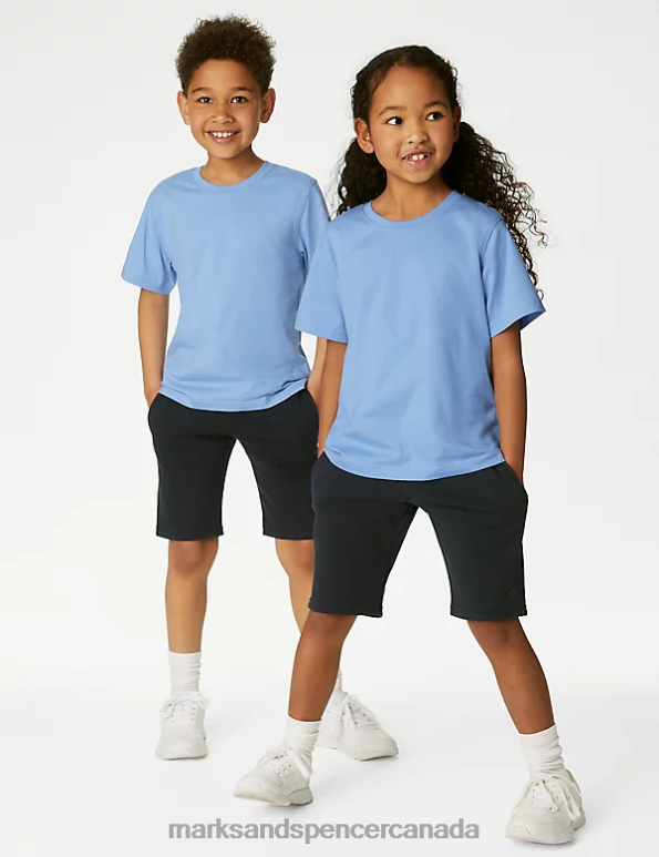 Marks and Spencer Canada - Kids Pale Blue Clothing Marks & Spencer Pure Cotton School T-Shirt 20VTD8160