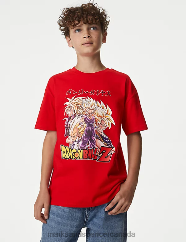 Kids Red Mix Clothing Marks & Spencer Pure Cotton Dragon Ball Z T-Shirt 20VTD8498 - Marks and Spencer Canada locations