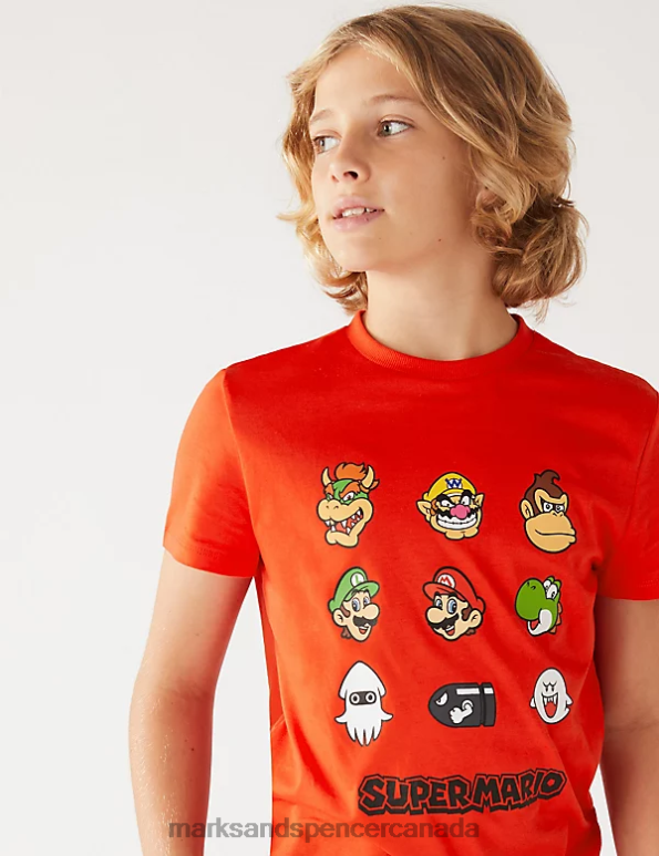 Marks and Spencer near me - Kids Red Mix Clothing Marks & Spencer Pure Cotton Super Mario T-Shirt 20VTD8011