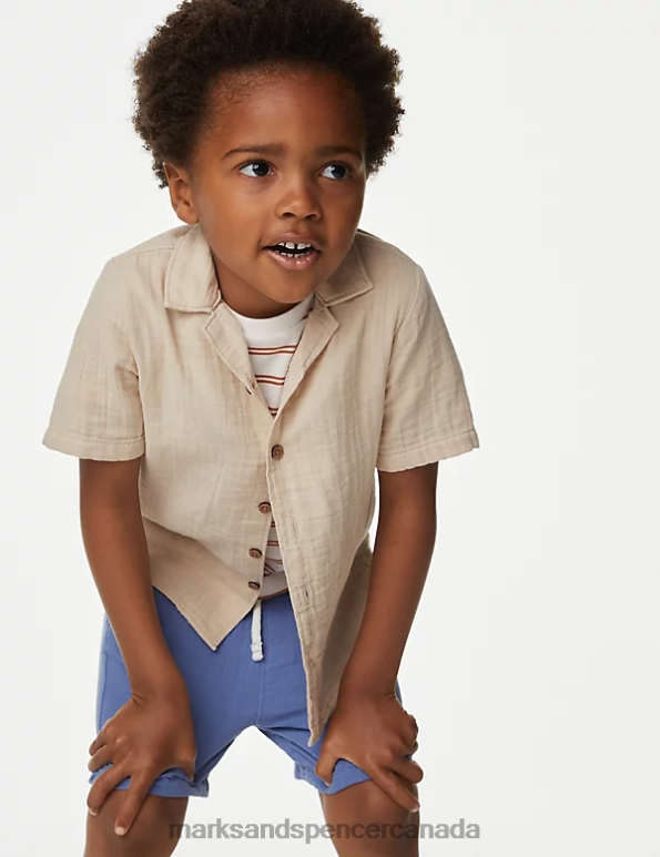 Kids Stone Clothing Marks & Spencer 2pc Pure Cotton Shirt & T-Shirt Set 20VTD8184 - Marks and Spencer Canada locations