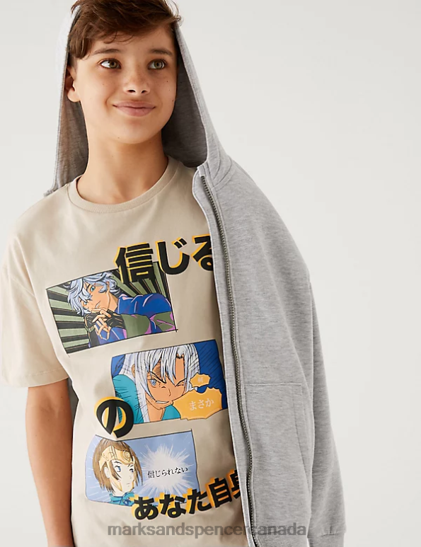 Marks and Spencer near me - Kids Stone Clothing Marks & Spencer Pure Cotton Anime T-Shirt 20VTD8622