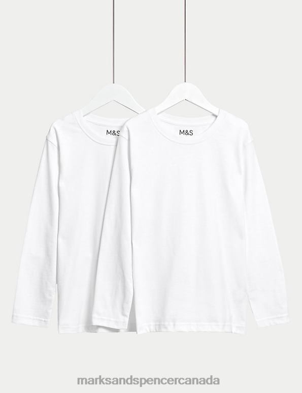 Marks and Spencer near me - Kids White Clothing Marks & Spencer 2Pk Pure Cotton School T-Shirts 20VTD7819