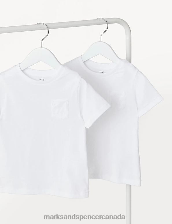 Marks and Spencer Canada - Kids White Clothing Marks & Spencer 2pk Pure Cotton Plain T-Shirts 20VTD8038