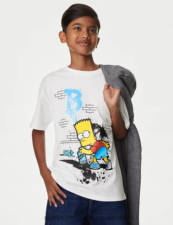 Marks and Spencer near me - Kids White Clothing Marks & Spencer Pure Cotton The Simpsons T-Shirt 20VTD8320