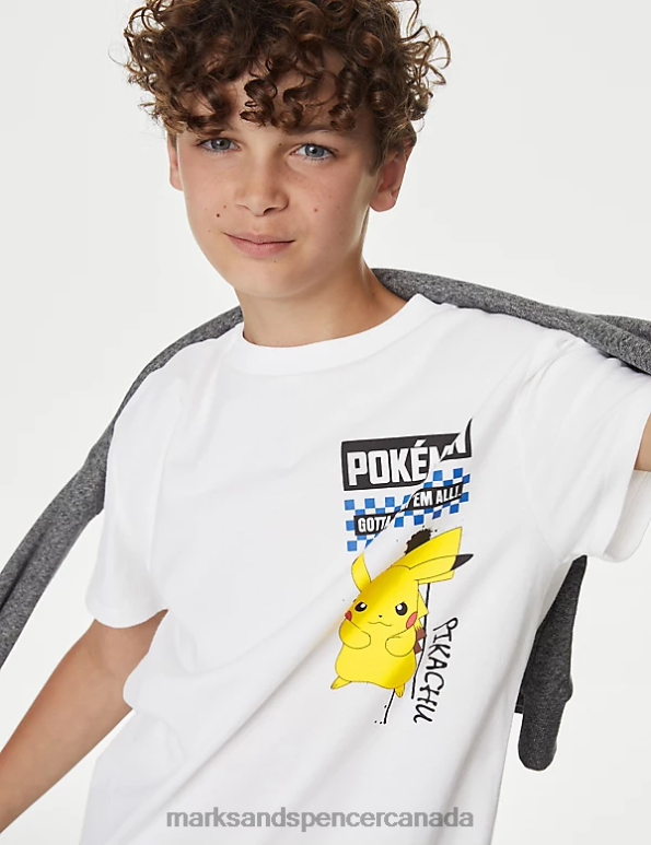 Marks and Spencer Canada - Kids White Mix Clothing Marks & Spencer Pure Cotton Pokemon T-Shirt 20VTD7958