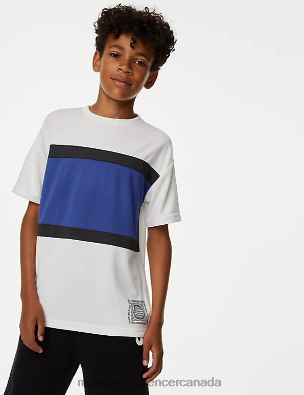 Kids White Mix Clothing Marks & Spencer Striped Mesh T-Shirt 20VTD7951 - Marks and Spencer outlet