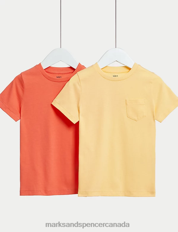 Marks and Spencer Canada - Kids Yellow Mix Clothing Marks & Spencer 2pk Pure Cotton Plain T-Shirts 20VTD8333