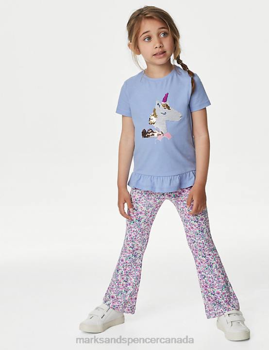 Marks & Spencer Kids Pure Cotton Sequin Unicorn T-Shirt Clothing Pale Blue 20VTD9065 - Marks and Spencer Canada locations