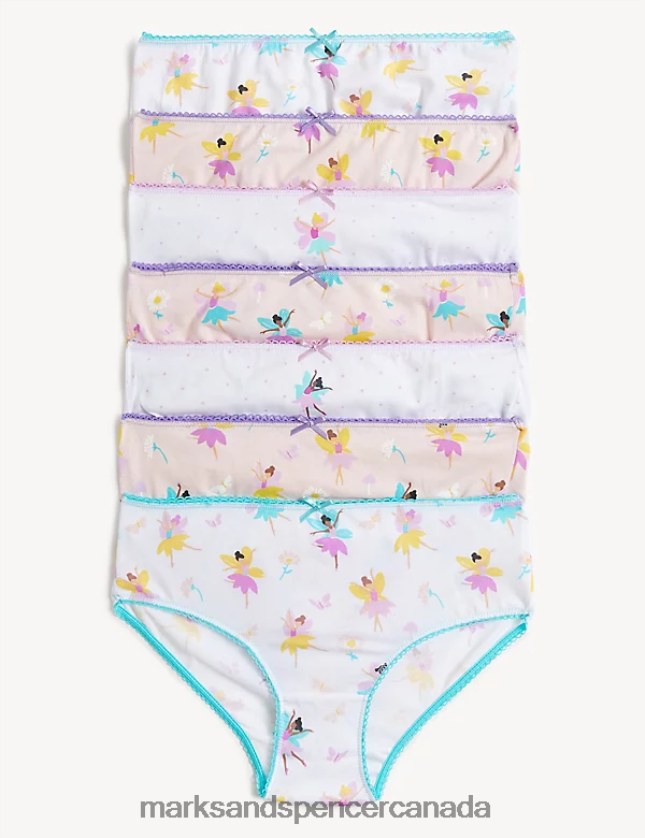 Marks and Spencer sale - Clothing 20VTD9246 Pink Mix Kids Marks & Spencer 7pk Pure Cotton Flower Fairies Knickers